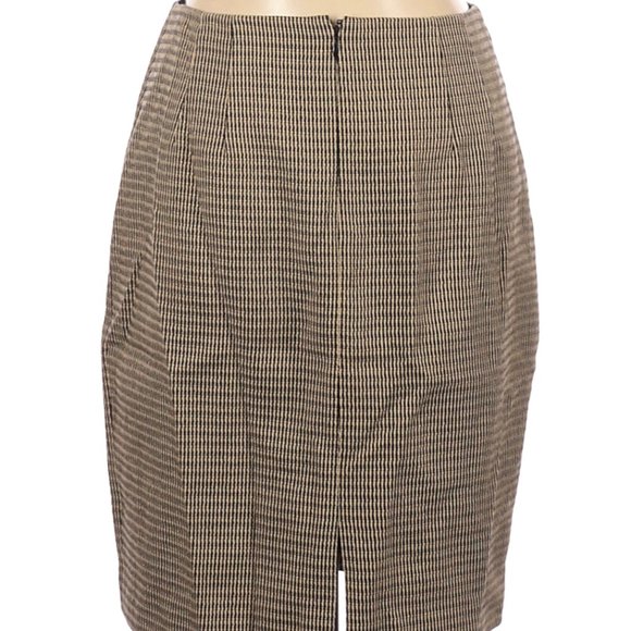 Linda Allard Ellen Tracy Casual Skirt Tan Black Pencil Sz 10 #540 - Picture 3 of 4